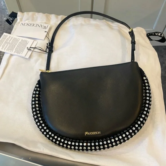 NWT JW ANDERSON BLACK CRYSTAL BUMPER MOON BAG - Picture 2 of 12
